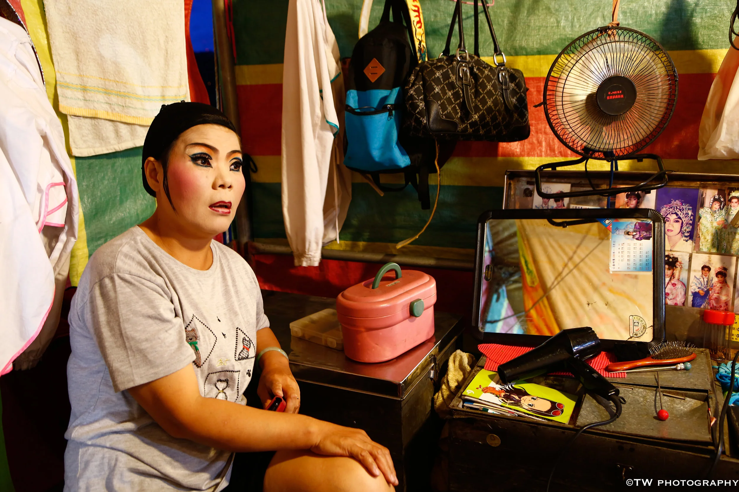 Back-Stage of Traditional Chinese Street Theatre Performer