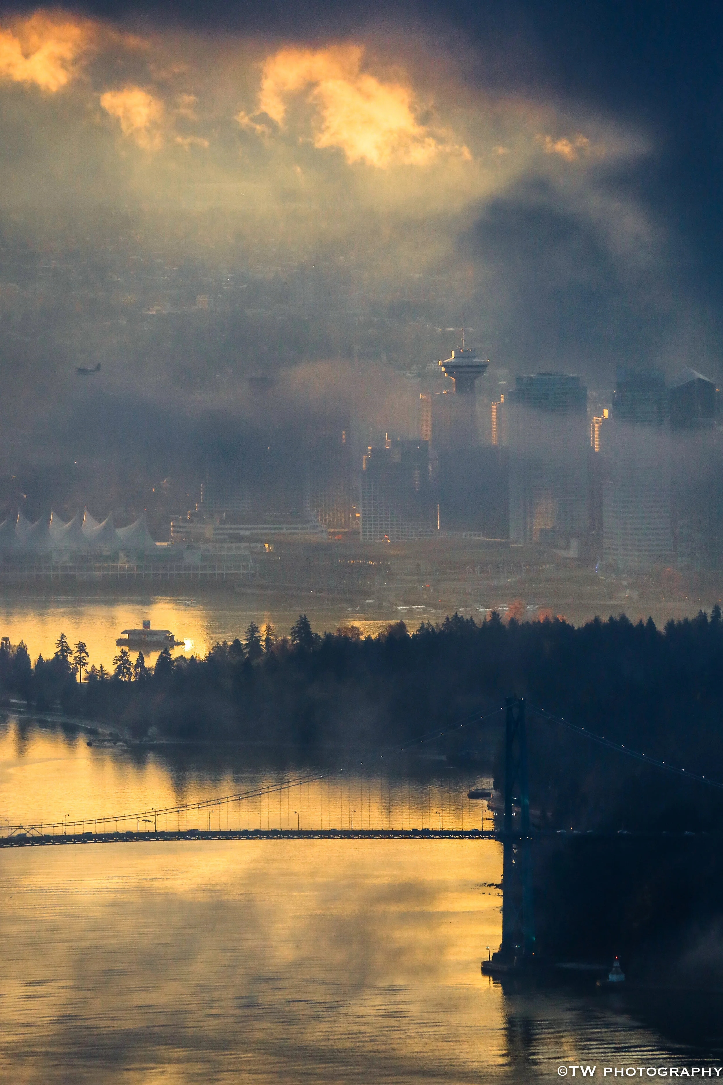 Golden Fog over Vancouver Outlook in Downtown