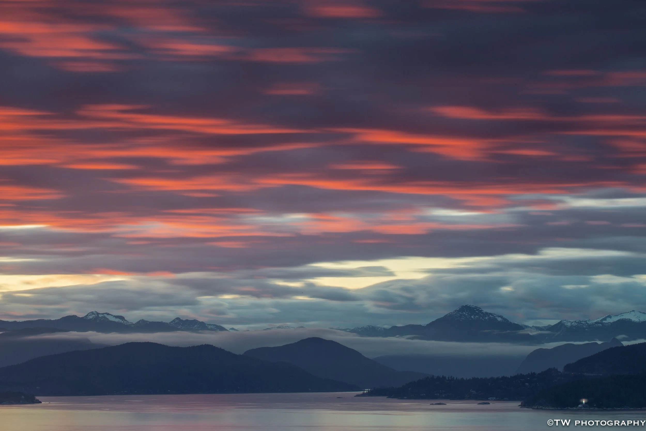 Burning Summer Sunset over Howe Sound