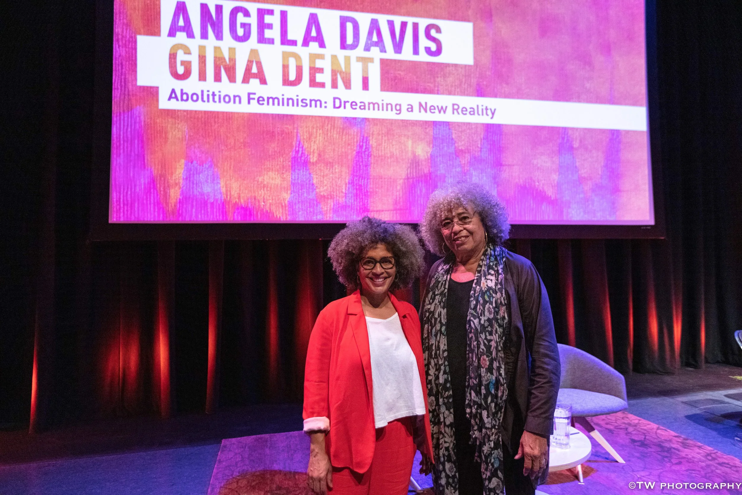Gina Dent (L)  & Angela Davis (R) at Abolition Feminism: Dreaming a New Reality keynote address