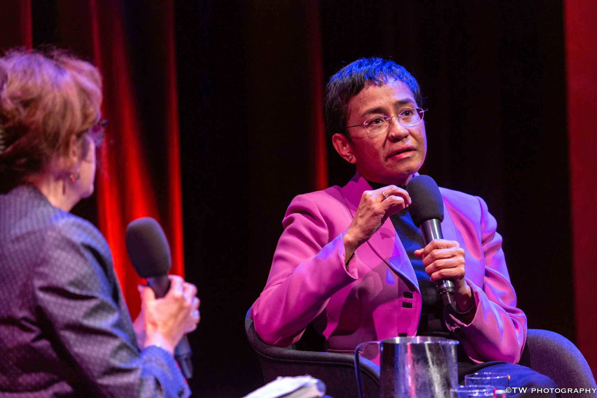 Maria Ressa conversing with Carol Off, former CBC Radio One host