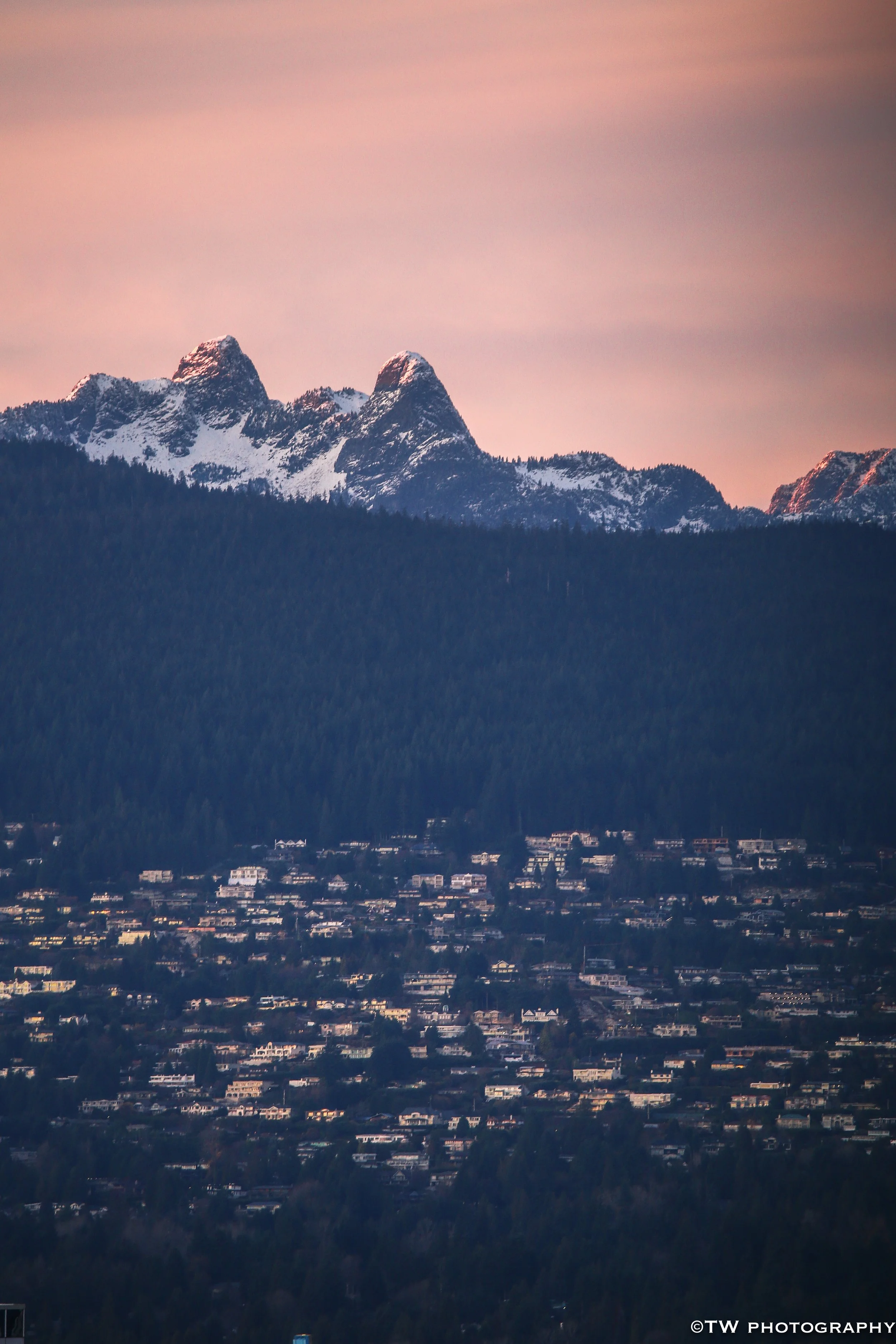 Pink Sunset Over the Vancouver West Lions