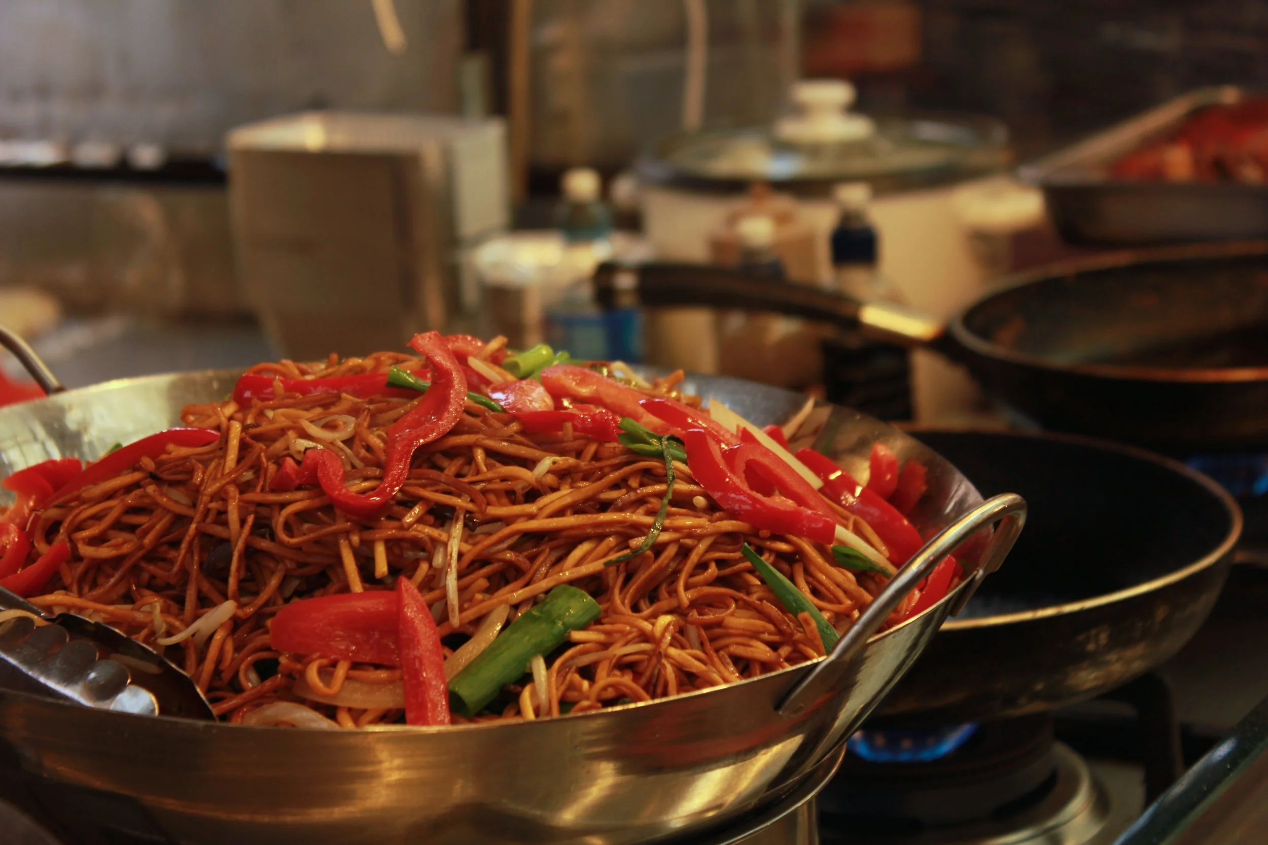 Handmade noodles stir fried at Greenwich Market London