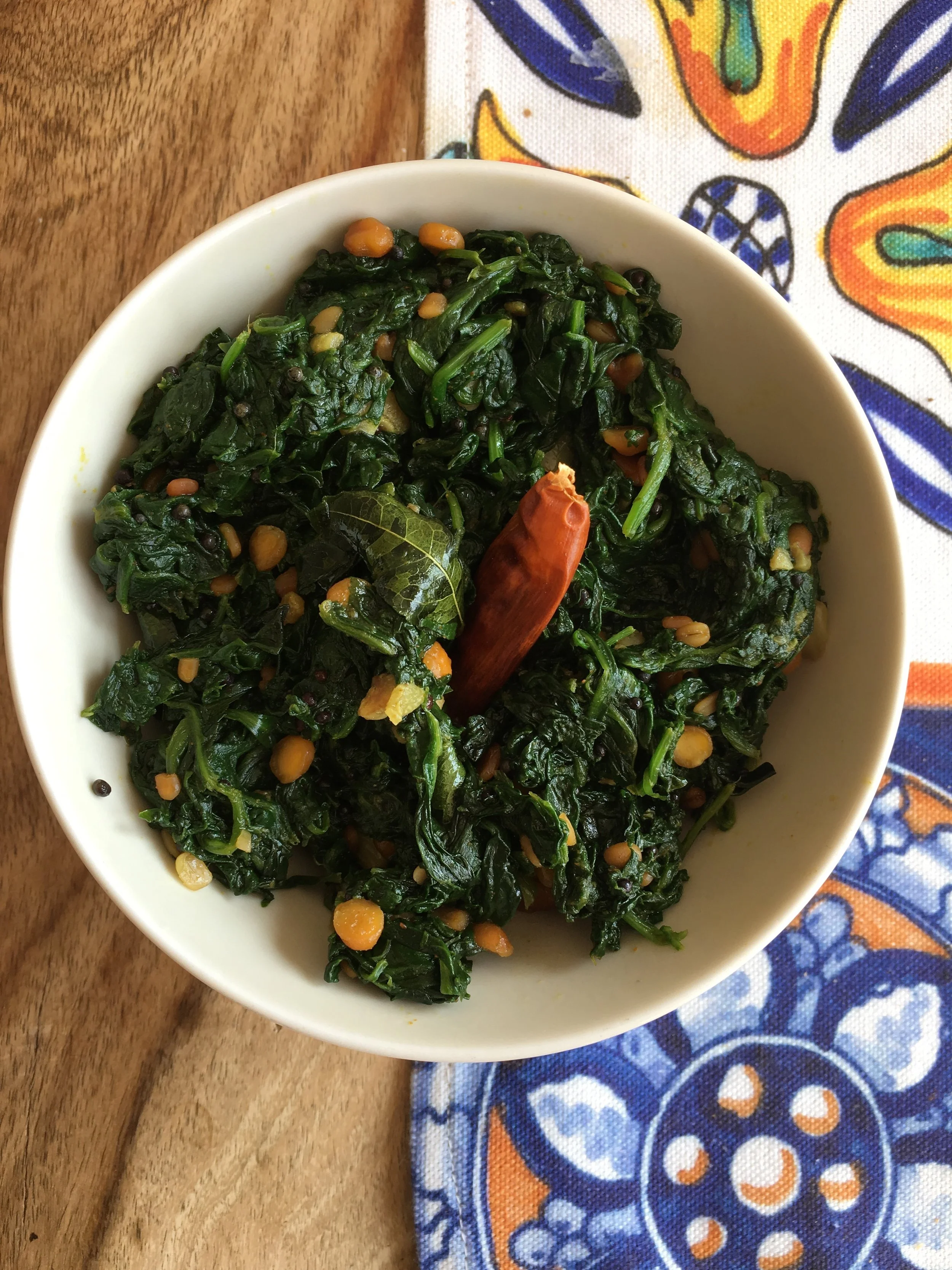 Recipe: Spinach thoran (stir-fried spinach) 