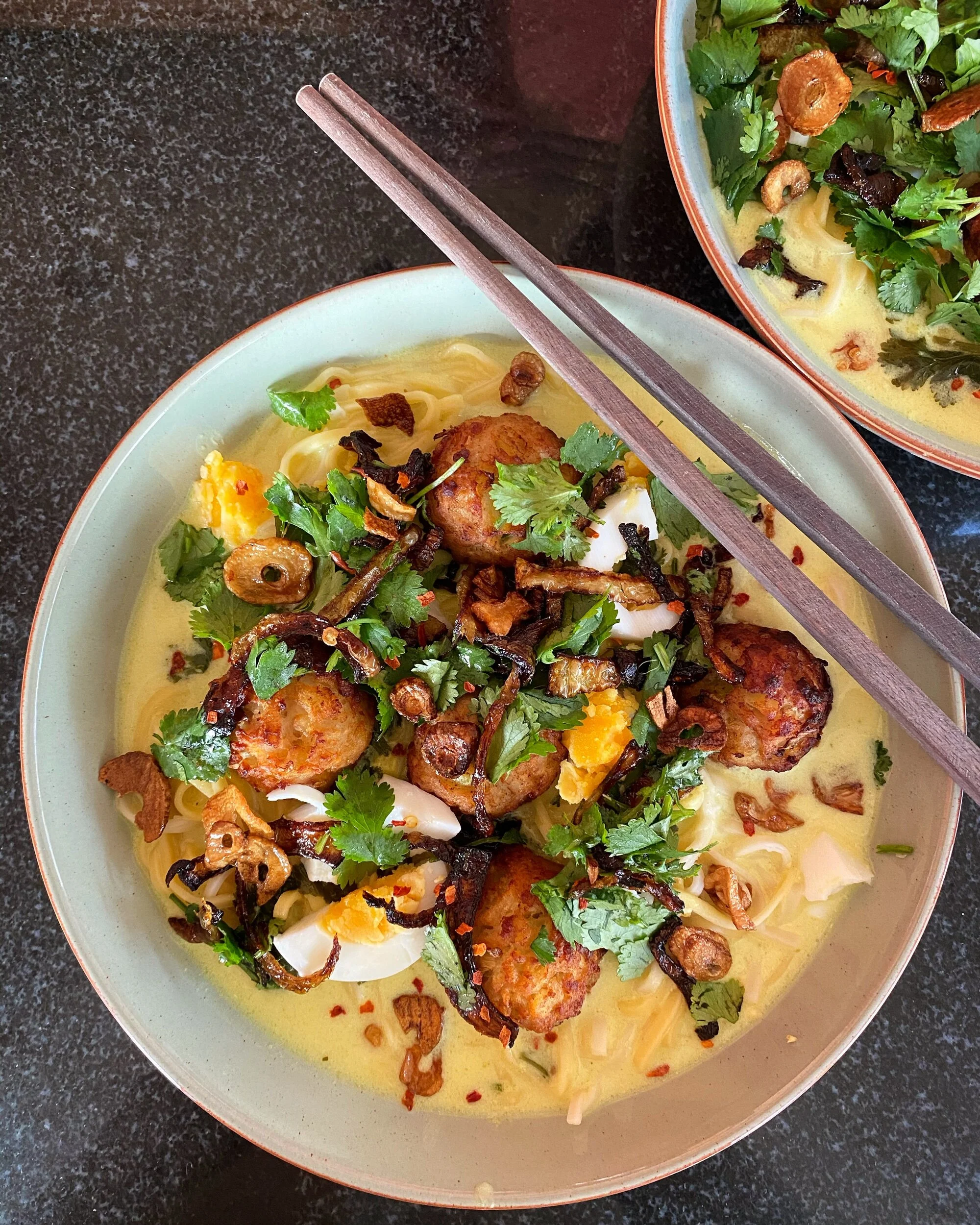Recipe: Burmese Khao Suey with Chicken Meatballs