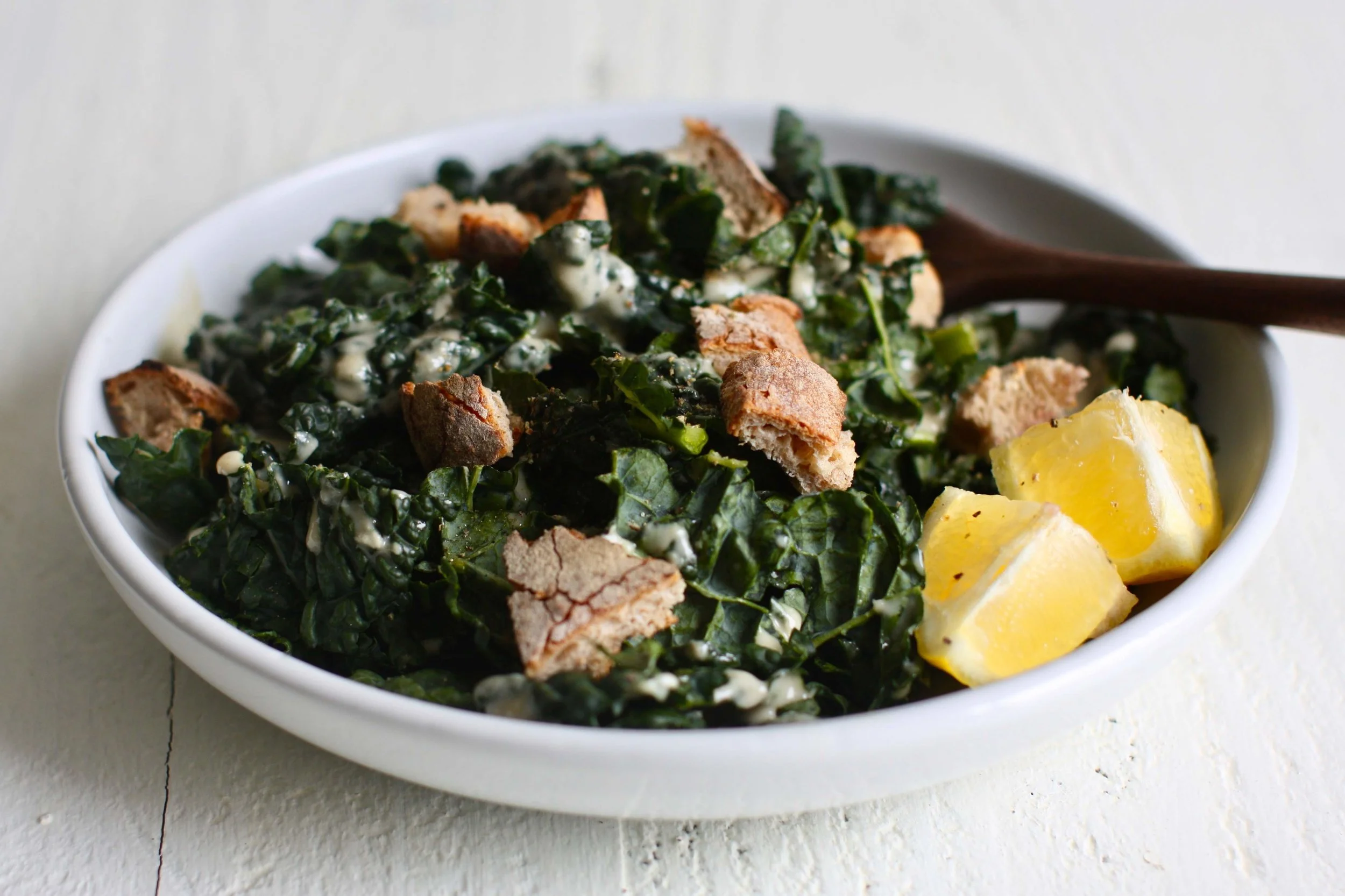 {DAIRY FREE} MASSAGED KALE CAESAR