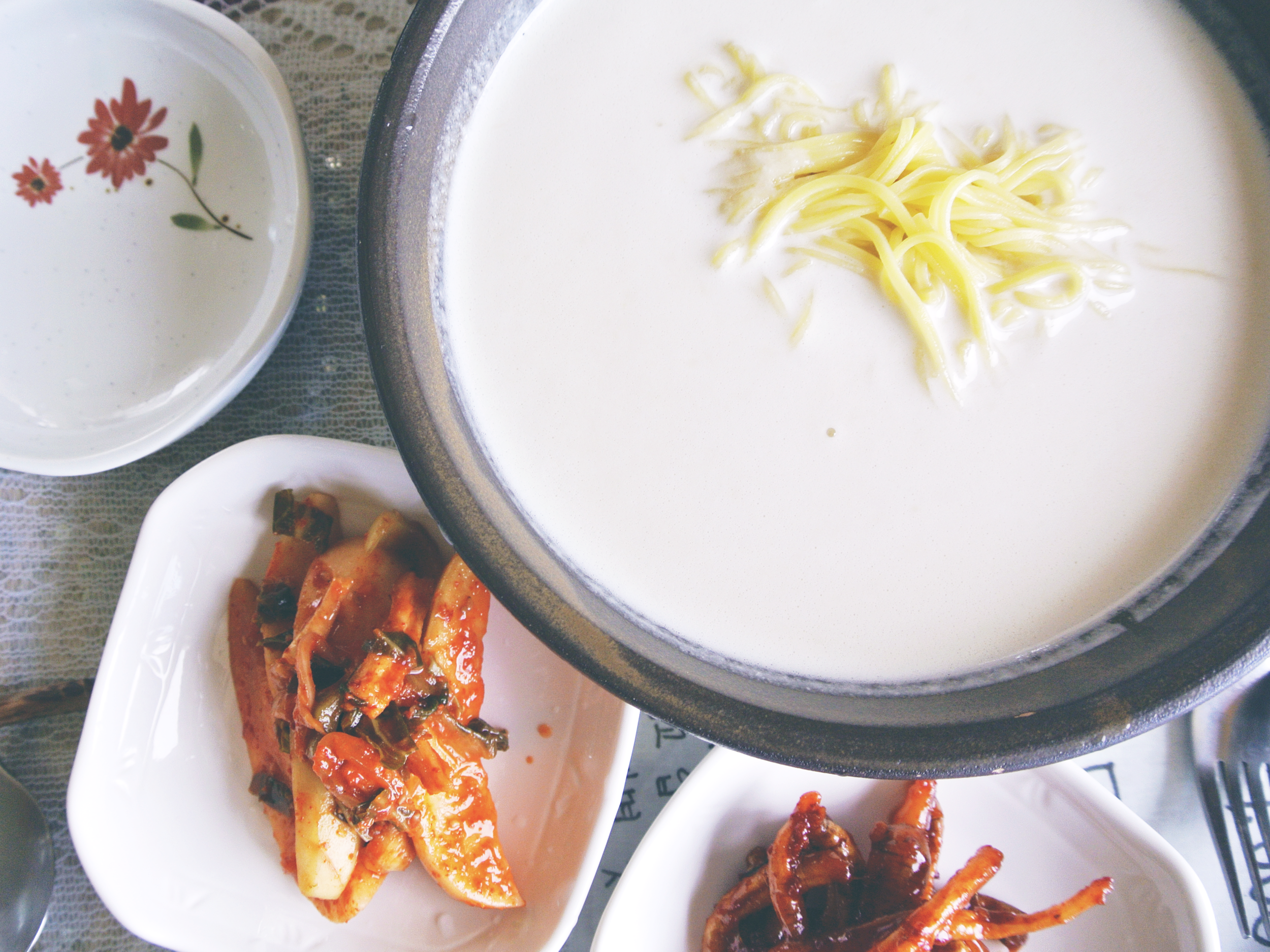 Korean dish kongguksu, a soy bean broth with noodles. Very refreshing and filling!