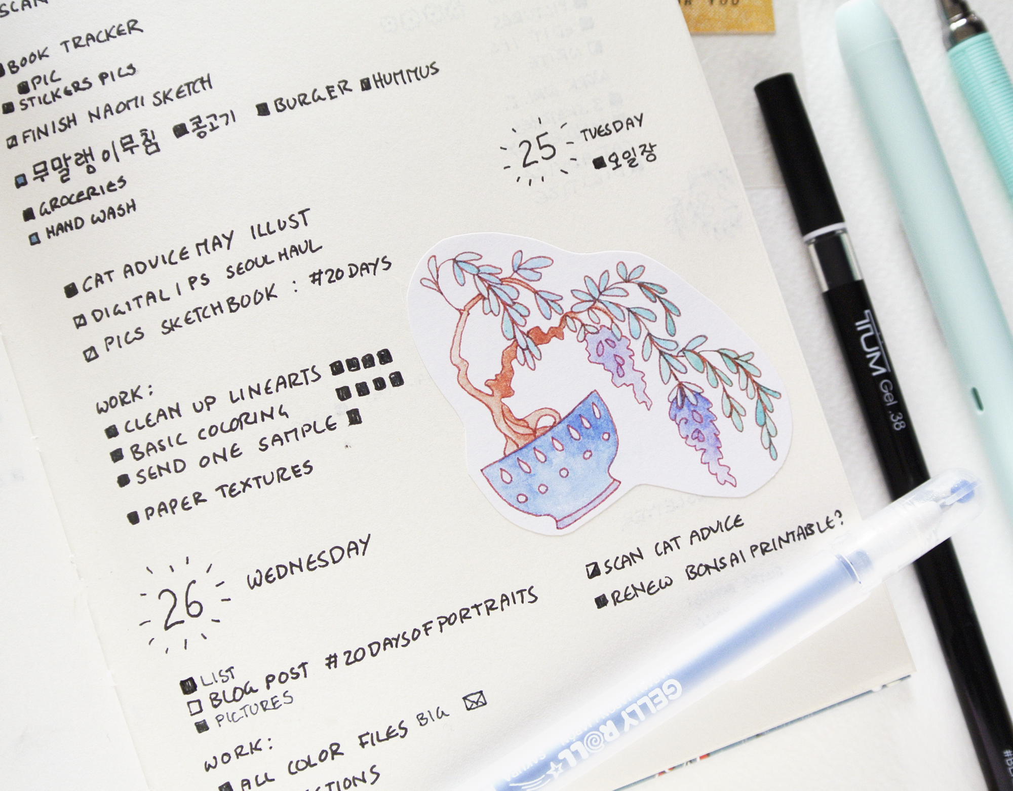 Tasks and to-do lists for maximum productivity in my bullet journal. 