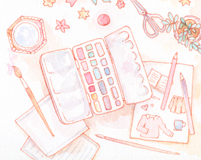 Working freelance as an illustrator, I create custom art for blogs and brands in watercolor. 