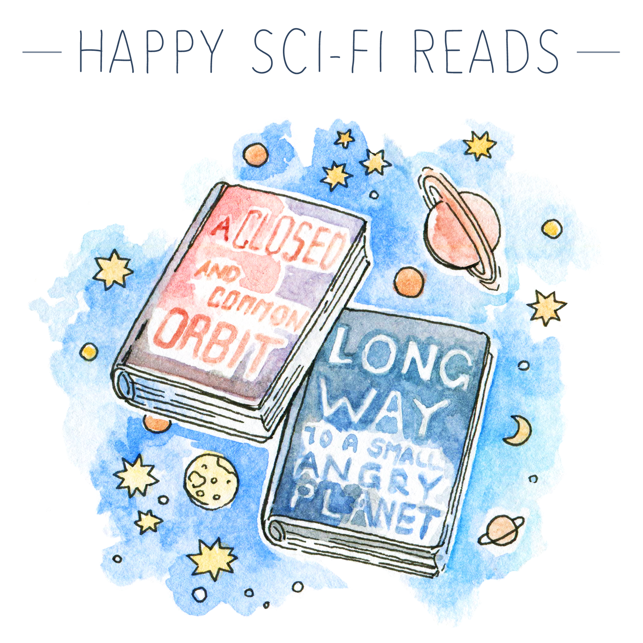 The Wayfarers series by Becky Chambers : Favorite books for May, my book reviews of The Long Way to a Small Angry Planet and the follow-up A Closed and Common Orbit.