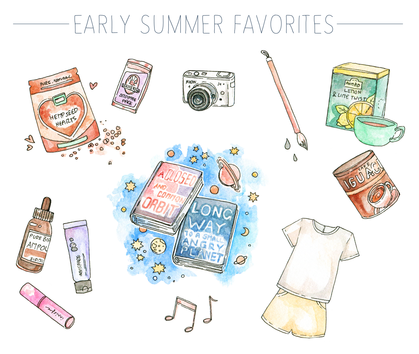 My summer favorites round-up on the blog. Science fiction reads & reviews, K-Beauty, coffee, healthy food and art supplies!