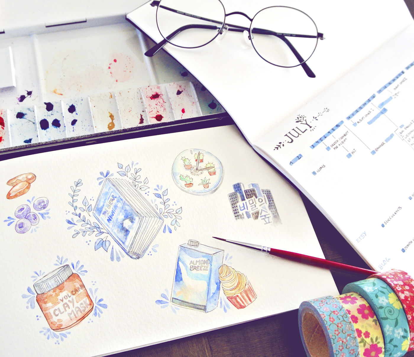 Drawing my favorites, watercolors in a Canson sketchbook. Love doing these blog illustrations!