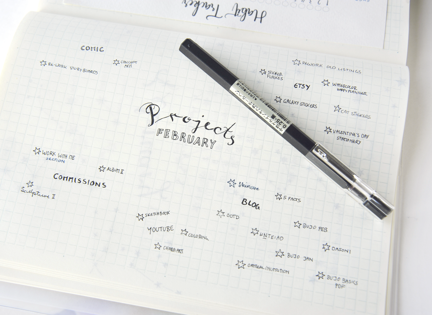 For planning projects and long-term goals: Who else loves mind maps? Even before I started a bullet journal, I always used mind maps in my blank notebook or on a large desk pad to get more perspective - especially when I had to juggle university projects and my publishing deadlines! A project overview in mind map form allows you to get a rough overview of everything you've got going on - and you'll quickly see which part of your life will probably need the most attention! It's simple and effective and a great basis to then build upon in your editorial calendar or daily to-do lists. Read on for more simple but functional bullet journal ideas, a layout for a blog editorial calendar, and budget trackers!
