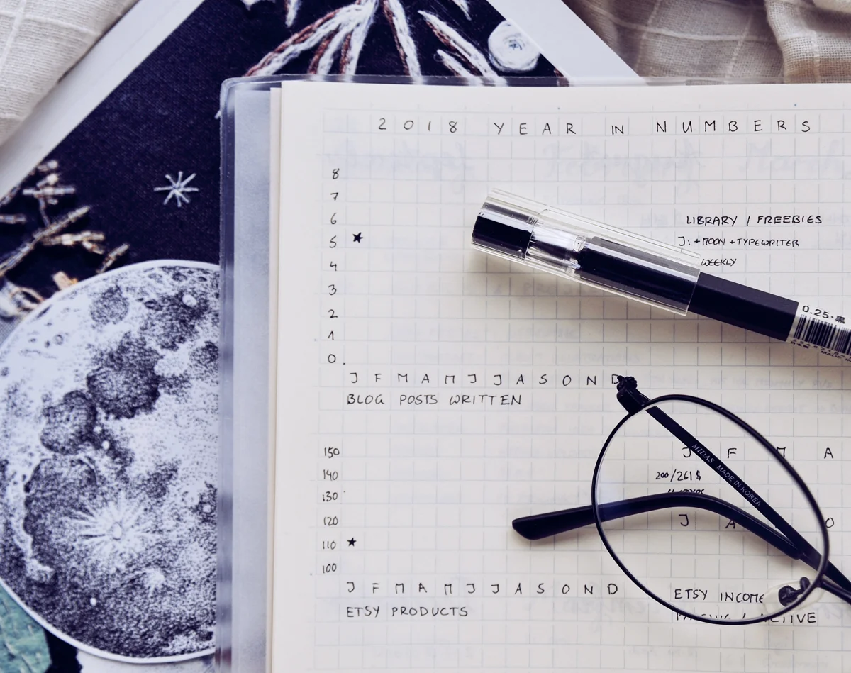 A New Journey: Blog & Income Report for January 2018 - How I earned 221$ in passive income last month with my small blog (and without a niche!) I track my blog's progress in a minimalist bullet journal - here's how many blog posts I've written in January 2018. I'm not a professional blogger, but I've been self-employed for nearly five years and hope to build a side-income in my spare time via my blog and connected digital products, affiliate marketing, and the occasional ad income. If you're a small blogger yourself, I hope my journey to (hopefully!) 1000$ of passive income each month can inspire you. January income report and pageviews as well as social media stats below!