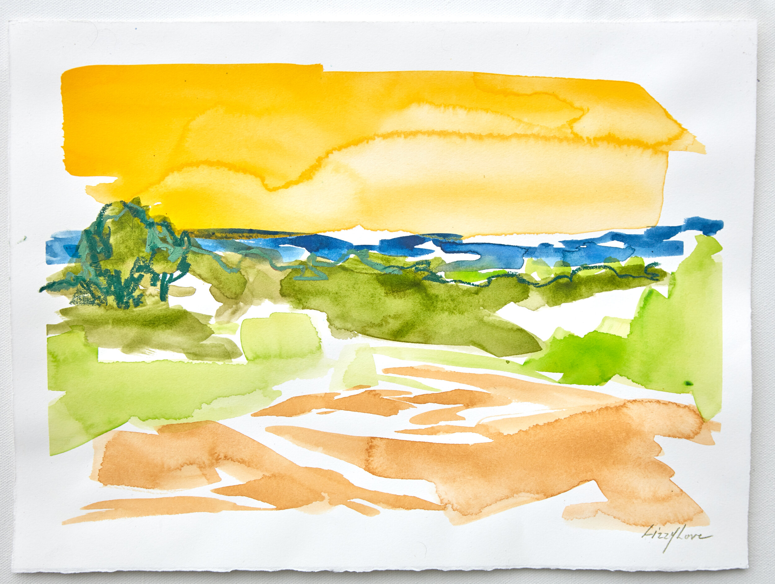 September Fields No.2 11x15 watercolor & oil pastel on paper, 150.jpg
