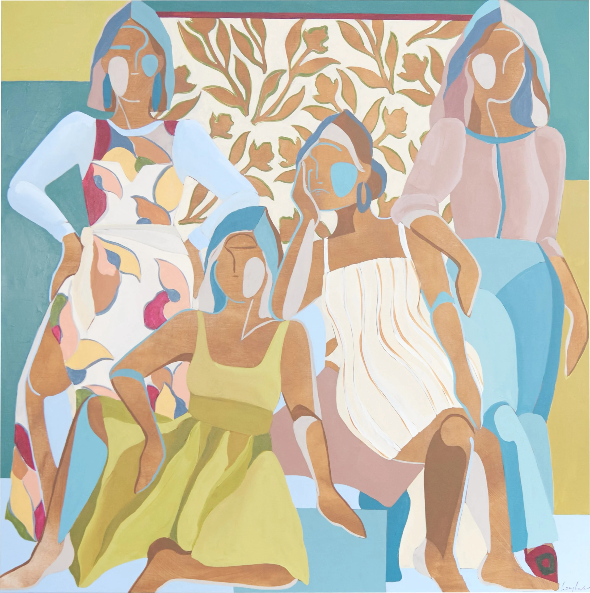  large scale painting featuring females in community  
