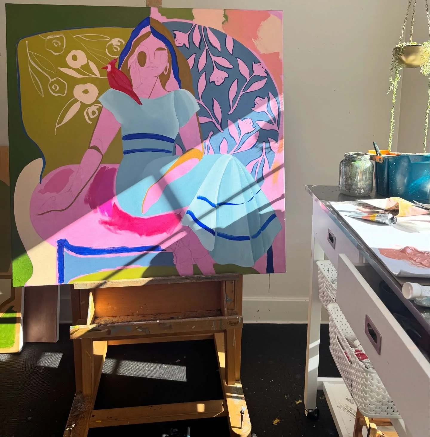 In progress &mdash;> finished painting 
This lady will be at the @thehardingartshow THIS WEEKEND! Show hours are :
Thursday- 6-9pm opening night, (21 and up)
Friday- 12-5 show open to all ages, 6-9pm is 21 &amp; up
Saturday- 10am-4pm show open to 