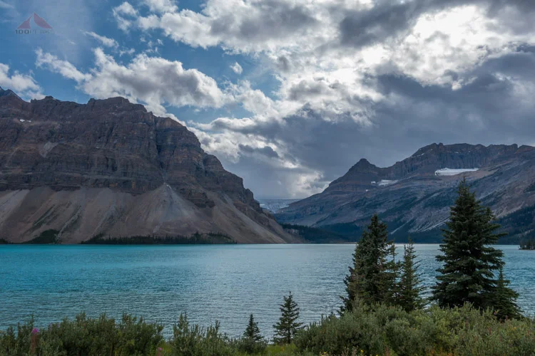 Bow Lake with Bow Glacier in the distance, on the way out