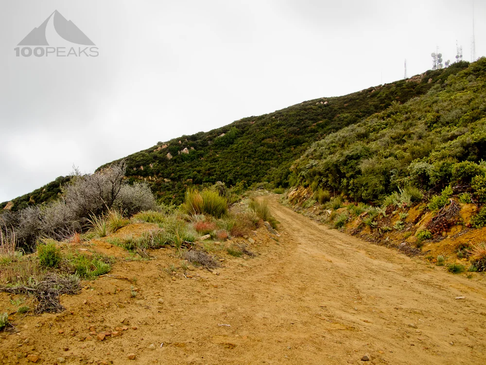 West Camino Cielo dirt road to Broadcast Peak