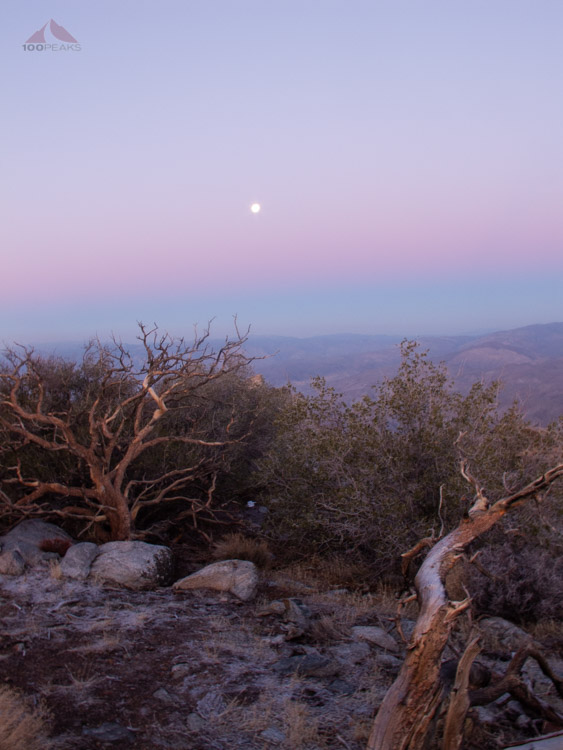 Moon in the sunrise on the way to Rabbit Peak