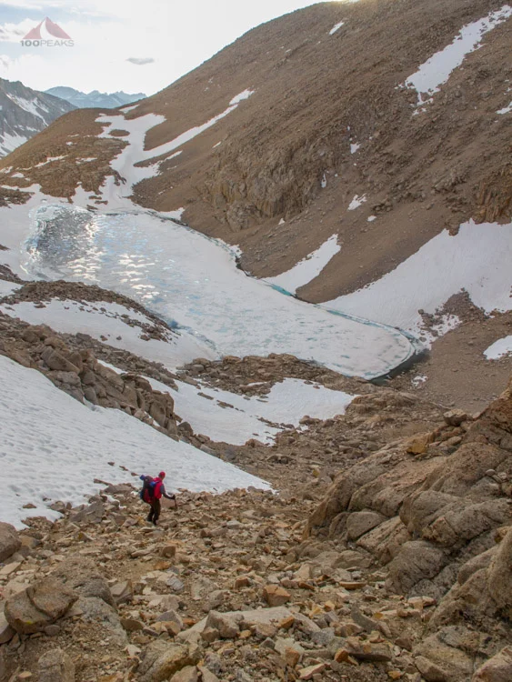 Heading down the other side of Crabtree Pass to Upper Crabtree Lake