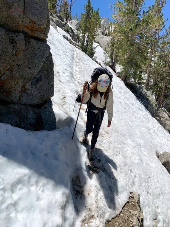 A pretty steep snow traverse