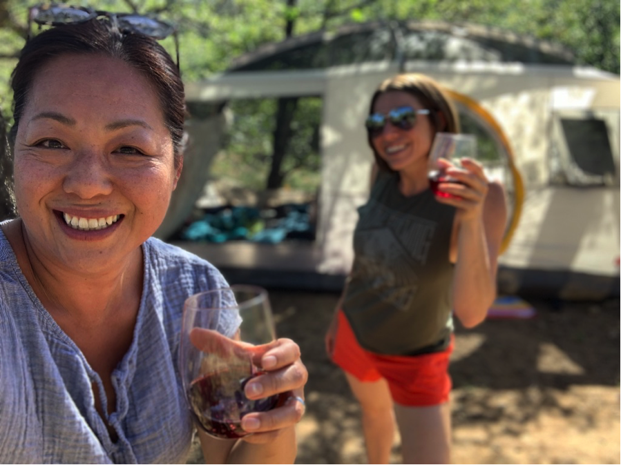 Camping is not complete without some vino! It’s time to get a little silly.