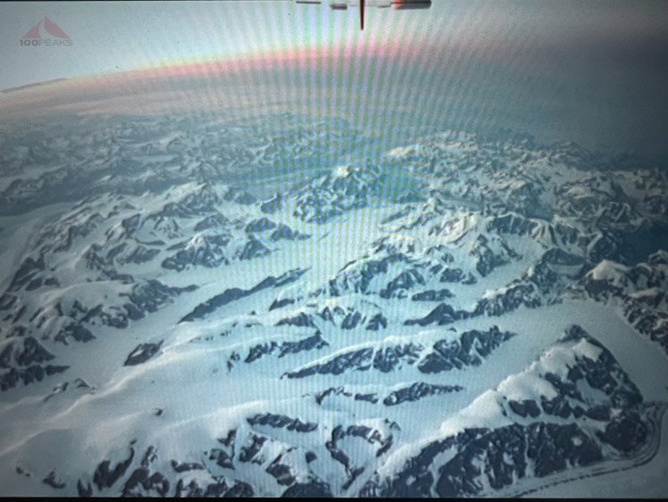 Snowy mountains and valleys in Eastern Greenland