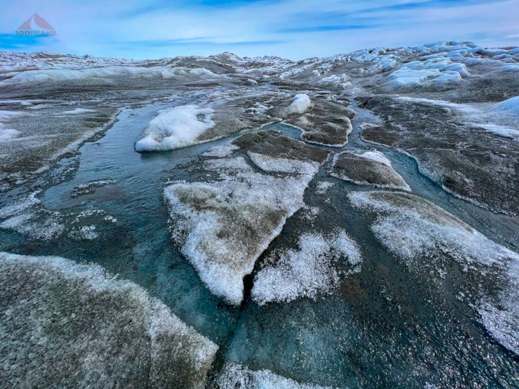 Water flowing on Greenland's Ice Cap