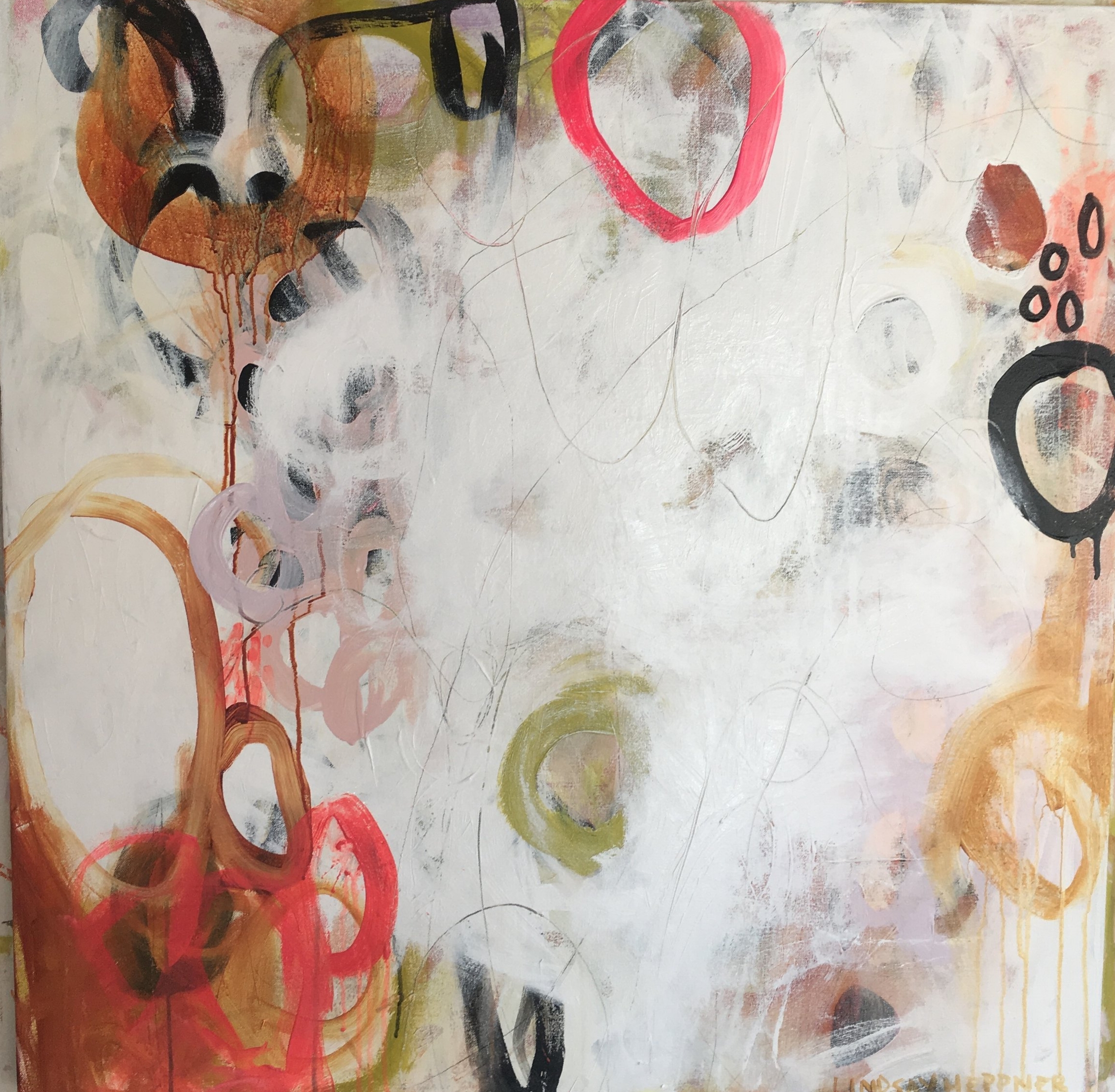  acrylic and pencil on canvas  36 x 36  march 2017 