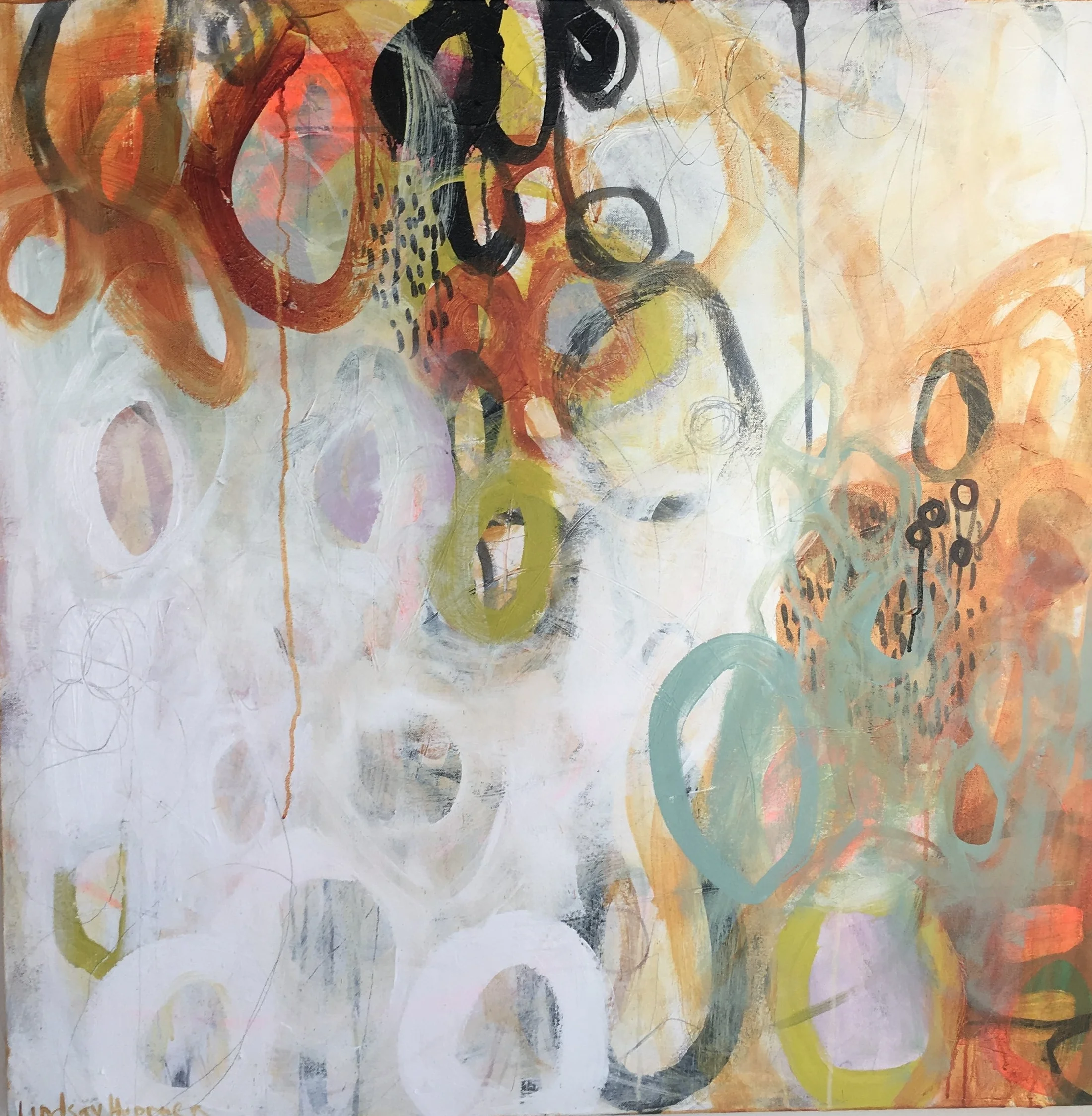  acrylic and pencil on canvas  36 x 36  march 2017 