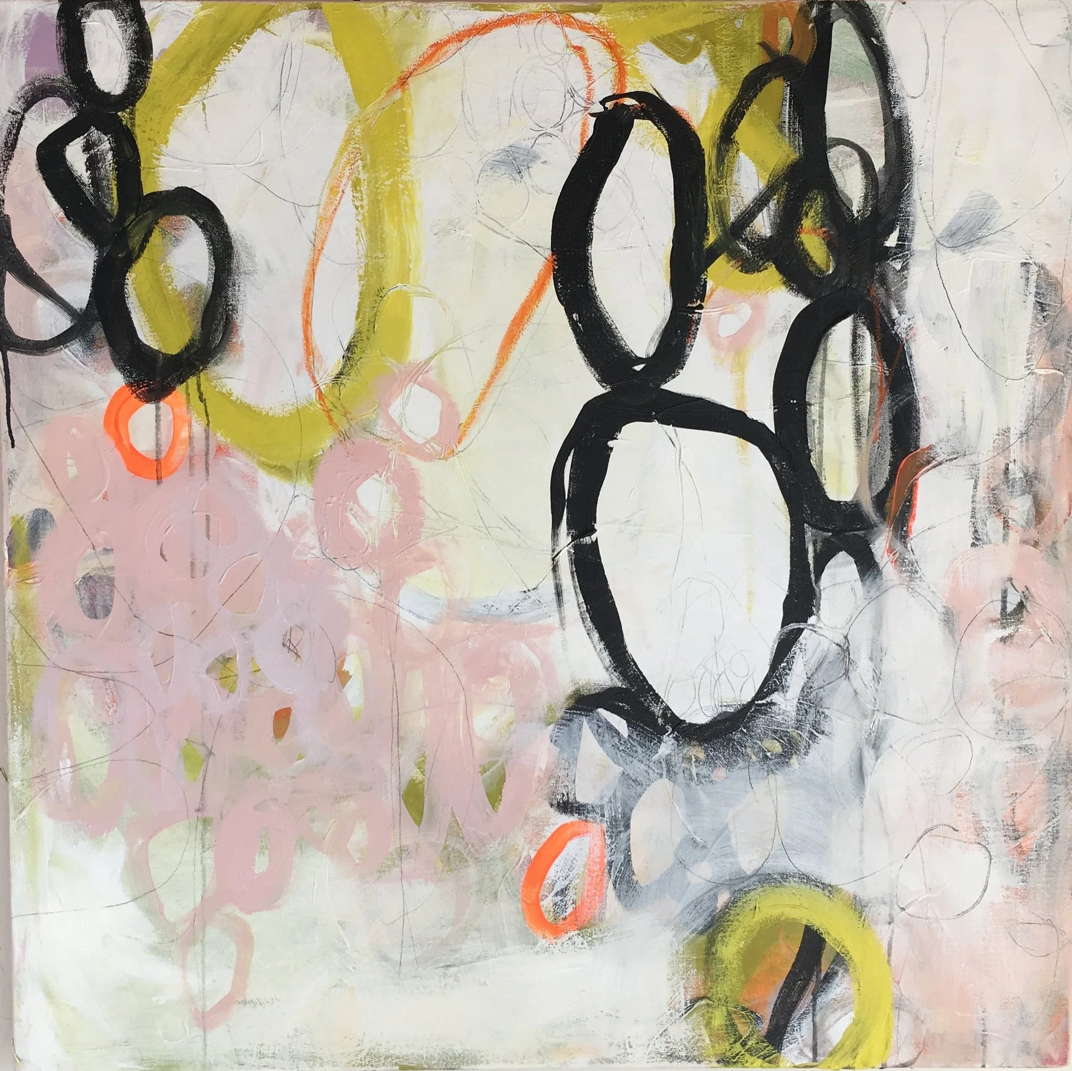  acrylic and pencil on canvas  36 x 36  march 2017 