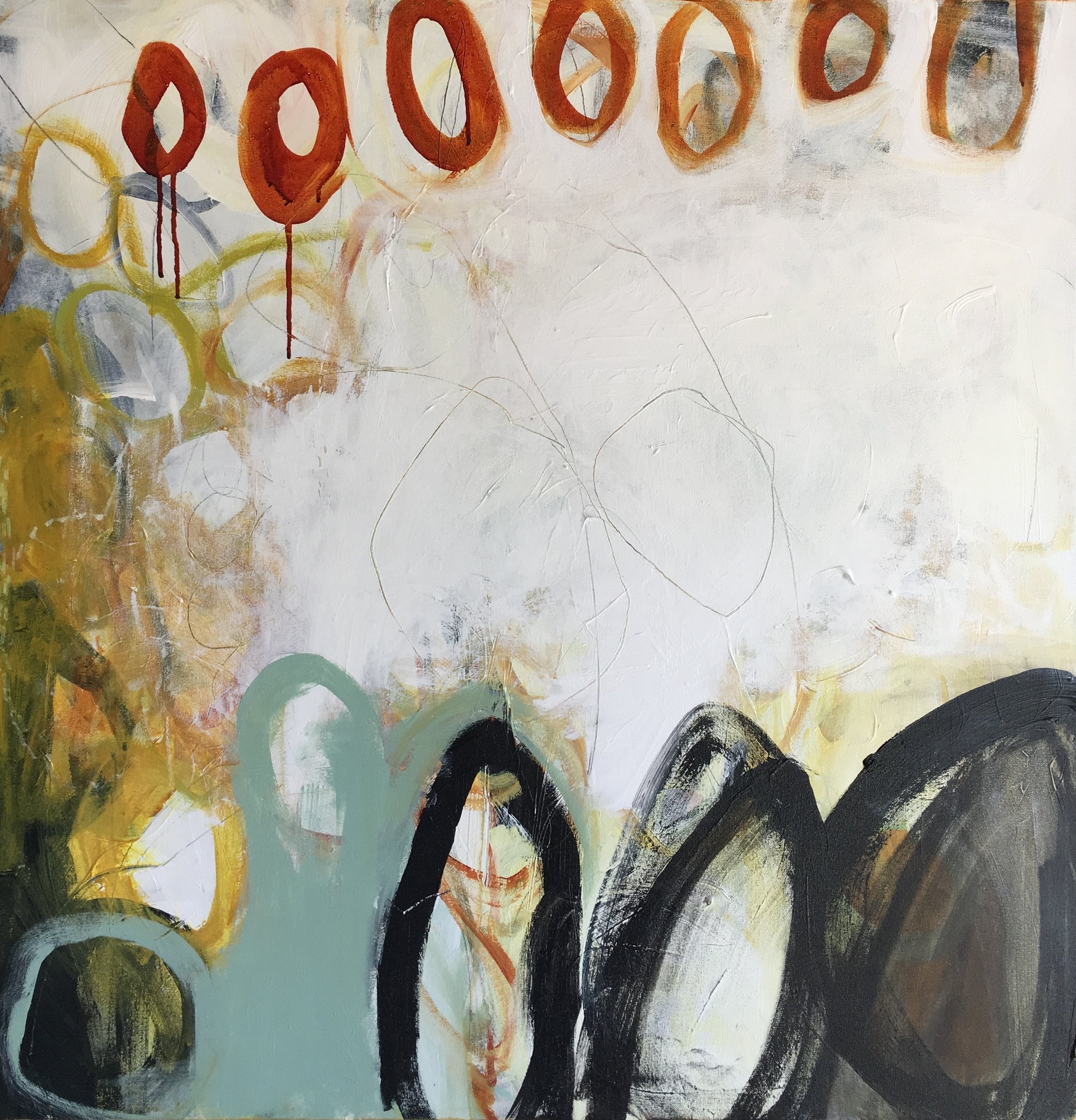  acrylic and pencil on canvas  36 x 36  april 2017 