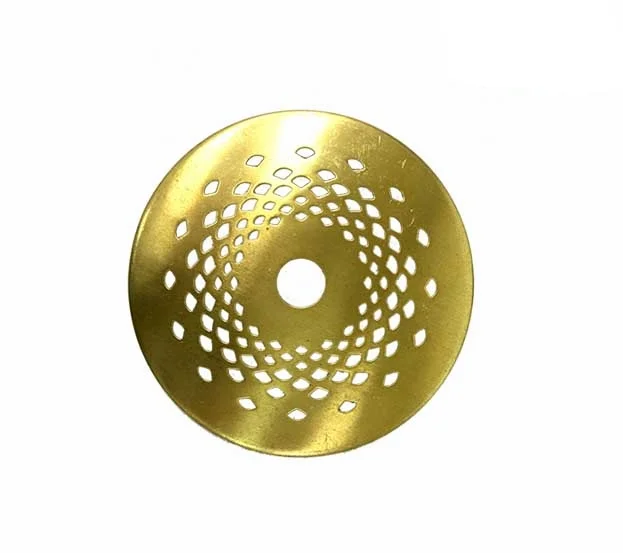 Brass Lace Vented Caps Perforated, spun brass, unfinished, not lacquered. Available in 9 sizes. OLVCAP2 : 2"(51mm) in diameter OLVCAP25 : 2-1/2"(64mm) in dia. OLVCAP3 : 3"(76mm) in diameter OLVCAP35 : 3-1/2"(89mm) in diameter OLVCAP4 : 4"(102mm) in diameter OLVCAP45 : 4-1/2"(114mm) in diameter OLVCAP5 : 5"(127mm) in diameter OLVCAP55 : 5-1/2"(140mm) in diameter OLVCAP6 : 6"(152mm) in diameter