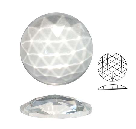 U20519/20/101 Round Faceted Jewel 20mm Round Flat back domed faceted glass jewel Crystal Clear 160PCE (BOX)