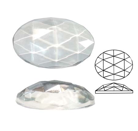 U20523/40X30 Oval Faceted Jewel 40mmx30mm oval Flat back domed faceted glass jewel Crystal Clear 600PCE (BOX)