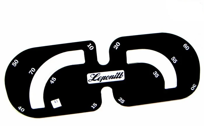 JRET Leponitt Round Edge Template Made by bakelite, with 12 different Corner radius, including 10, 15, 20, 25, 30, 35, 40, 45, 50, 60, and 70.