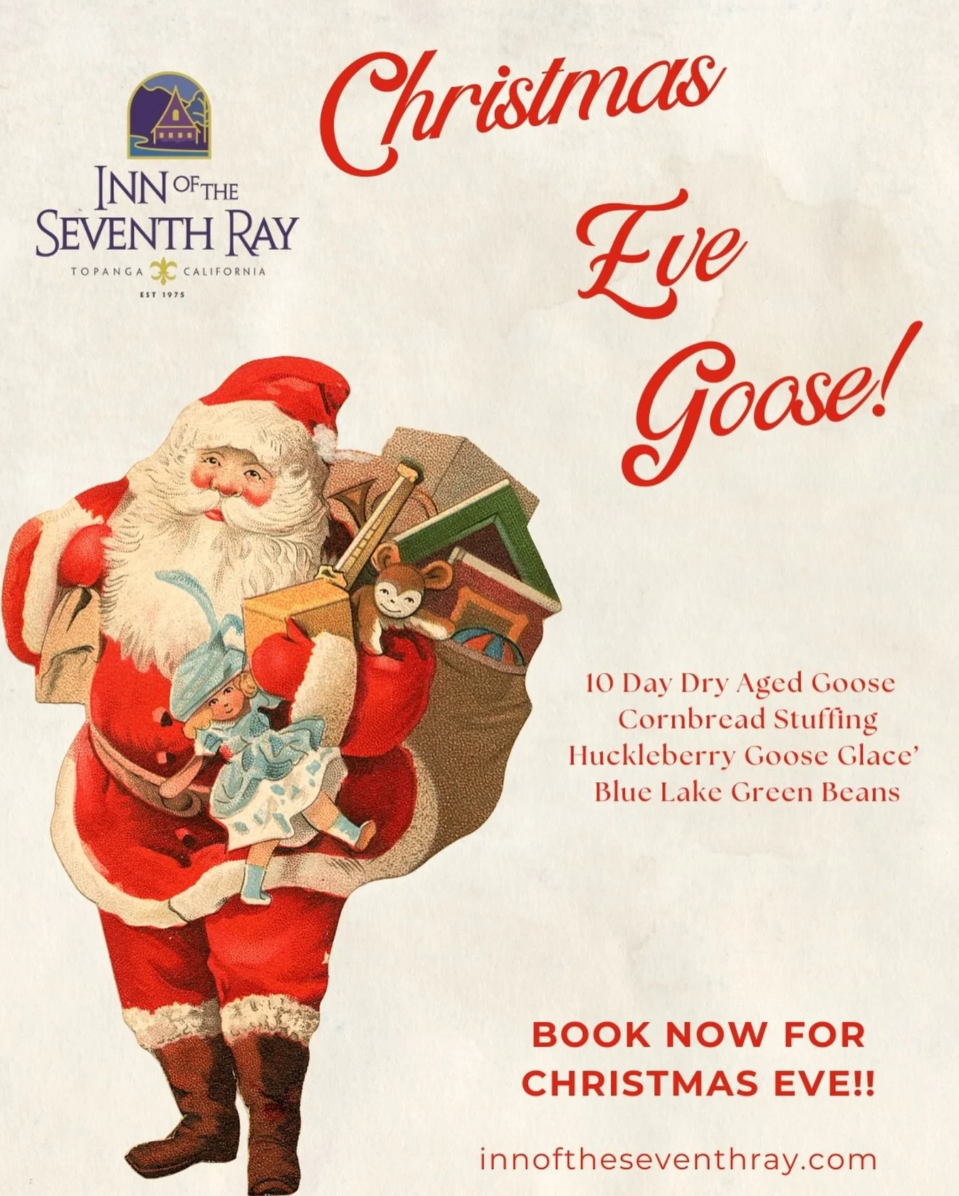 Come celebrate the holidays with us! On Christmas Eve we will have a beautiful roast goose special paired with Blue Lake green beans, cornbread stuffing and a huckleberry goose glace&rsquo;. It&rsquo;s the perfect way to enjoy the season with great f