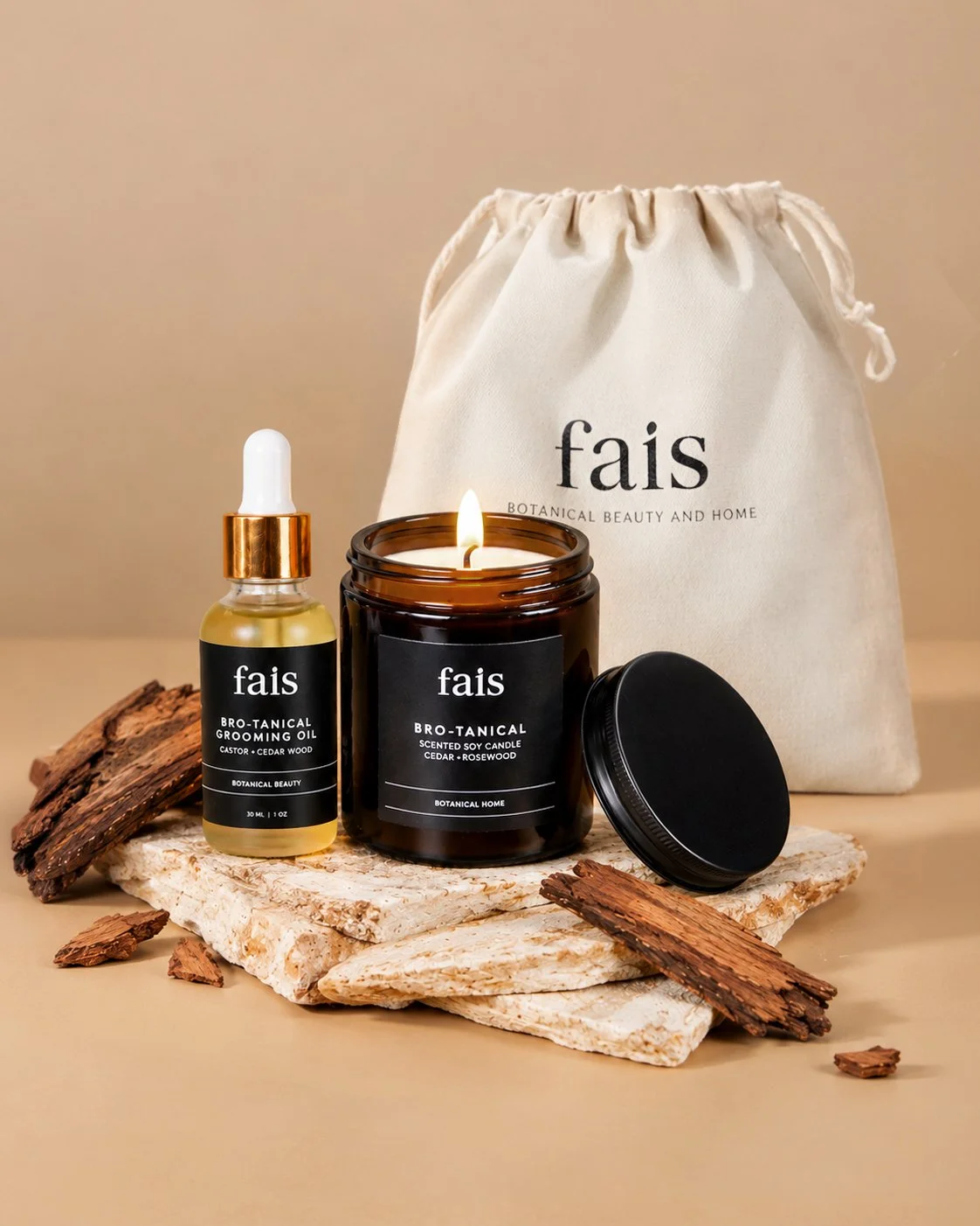Bro-tanical Pamper Gift Set for Him – Grooming Oil & Candle