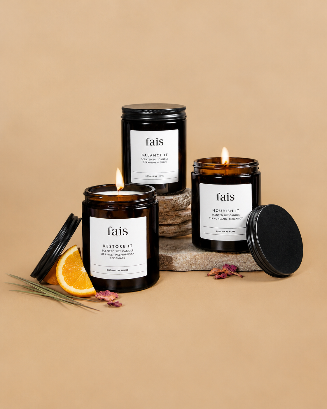 Scented Soy Candles Aromatherapy Set – Balance It, Nourish It & Restore It