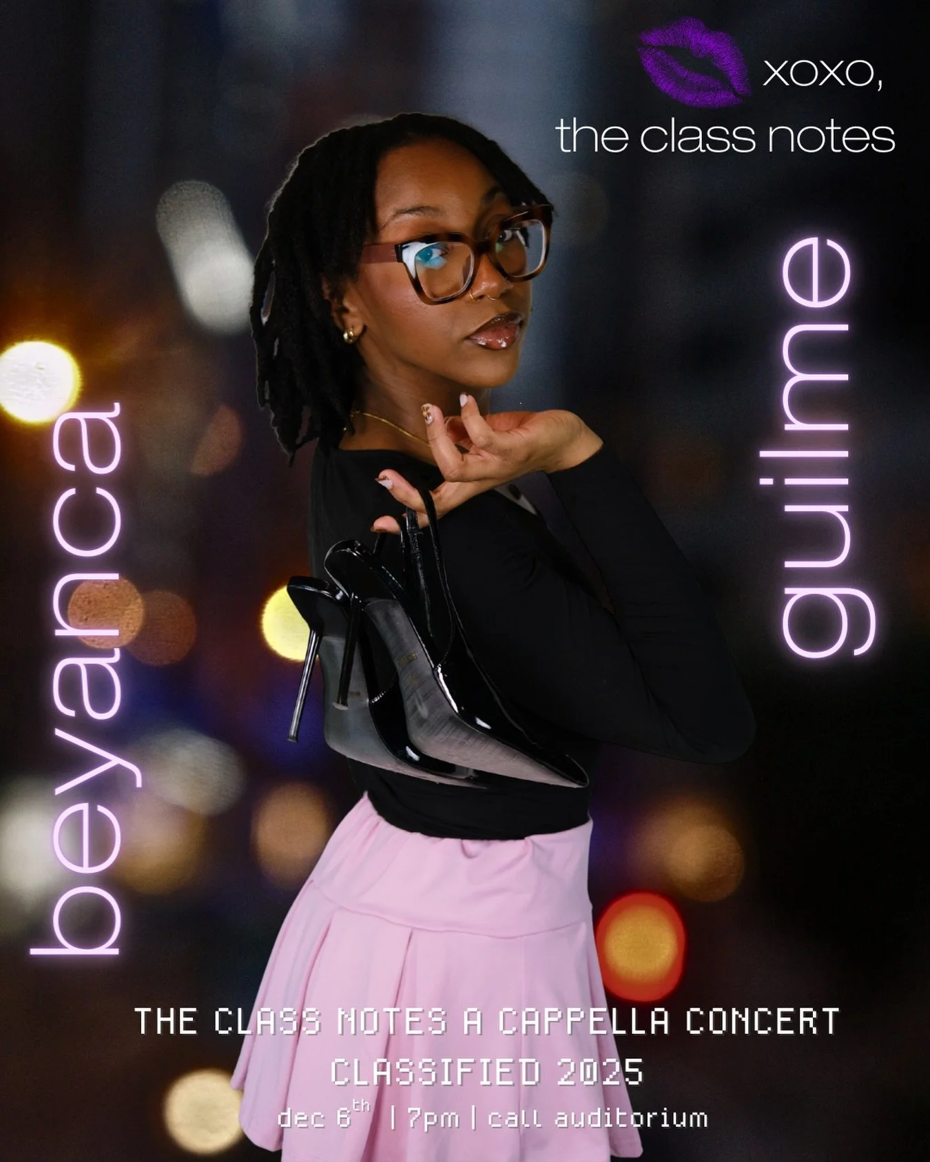 Come see BEYANCA and the rest of the Class Notes DEC. 6TH at our fall concert, CLASSIFIED 2025! You can purchase tickets through the link above, in our bio, or by DMing one of the Notes! Can't wait to see you there!!

xoxo, 
the Class Notes 💋💜