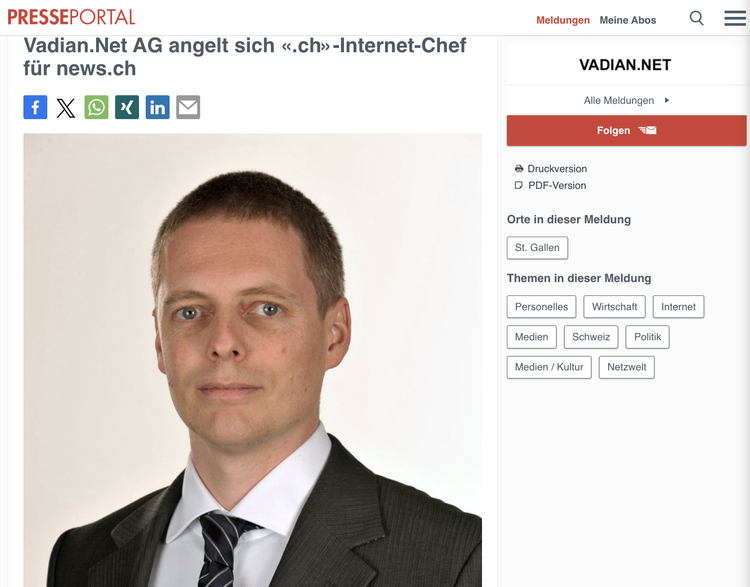 Kevin Lancashire als Chefredaktor news.ch im Presseportal