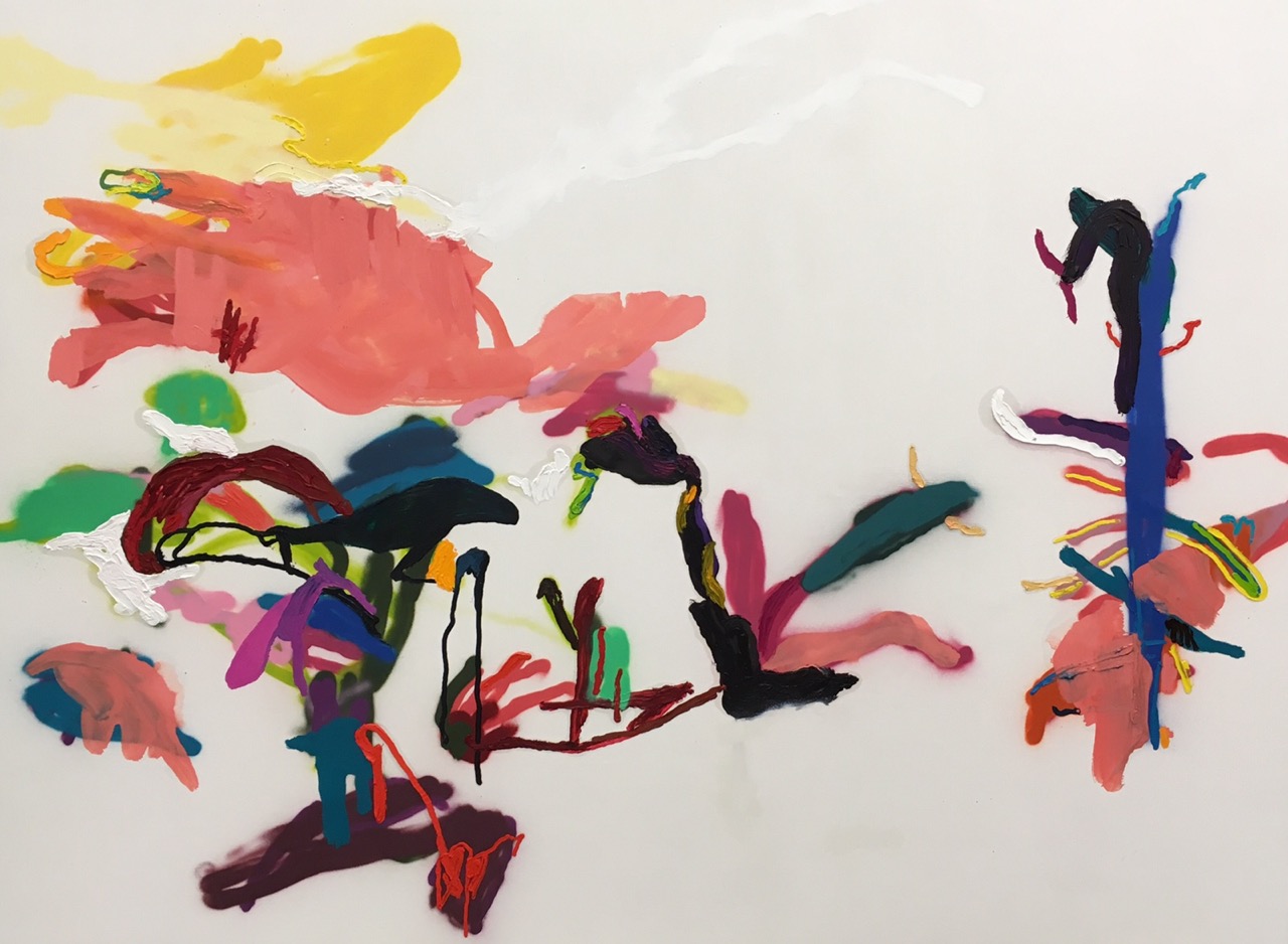 Untitled, öljy ja spray kankaalle, 150x200 cm, 2017