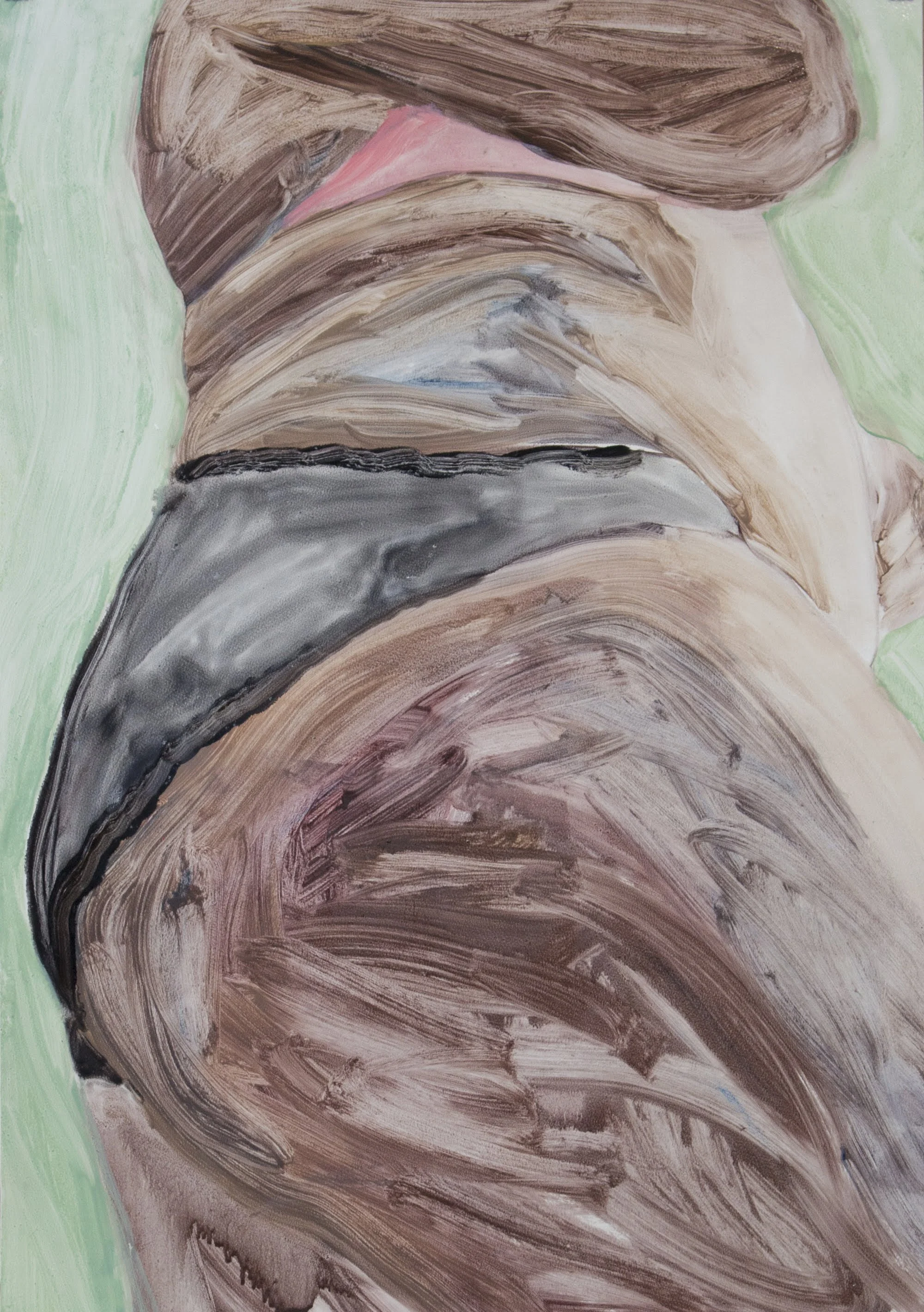 Saimi Suikkanen: Honor My Curves, öljyvärit paperille, 75 x 110 cm, 2017
