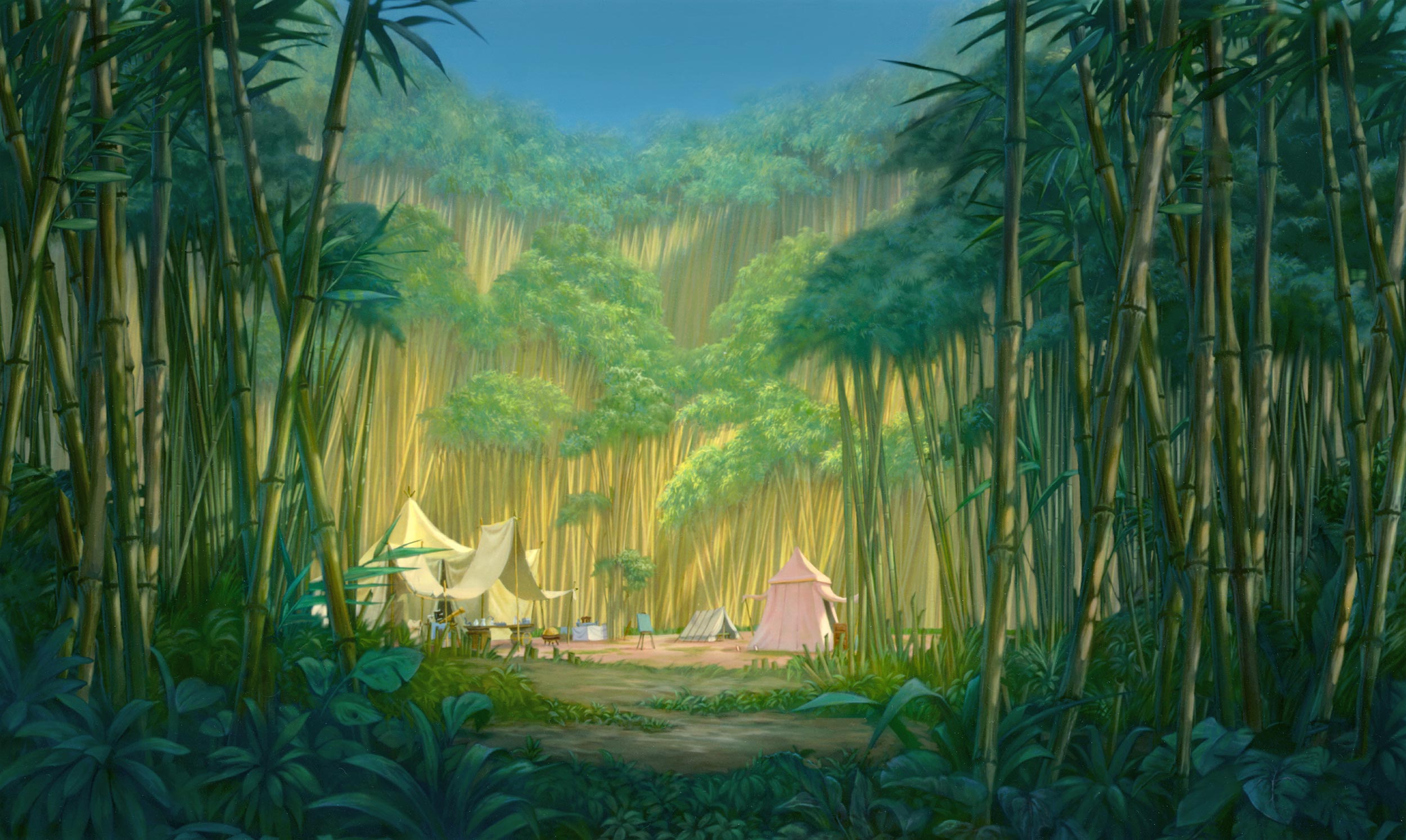Acrylic on illustration board and multiple acetate overlays. Copyright © 1999 Disney