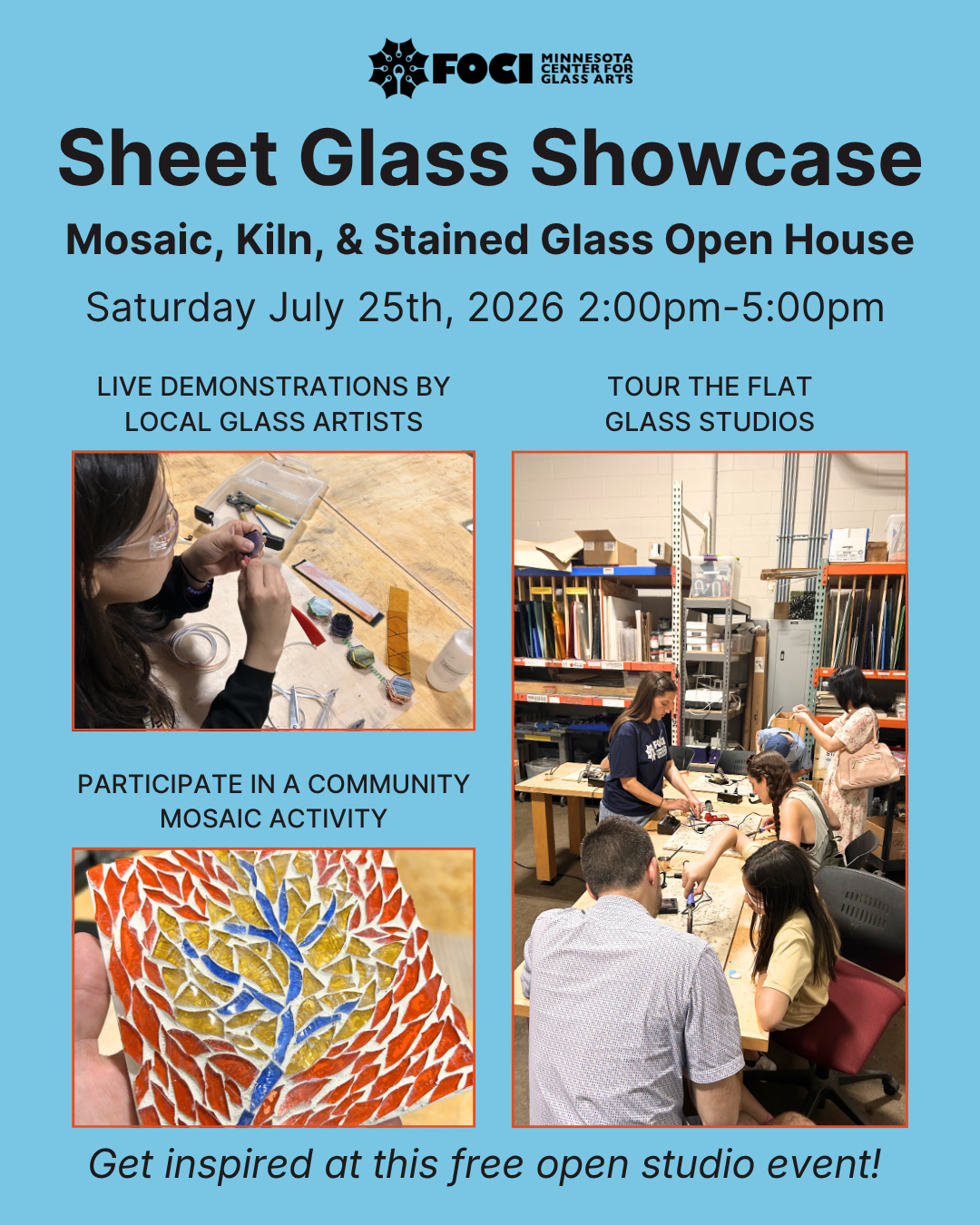 Sheet Glass Showcase: Mosaic, Kiln, & Stained Glass Open House 2026