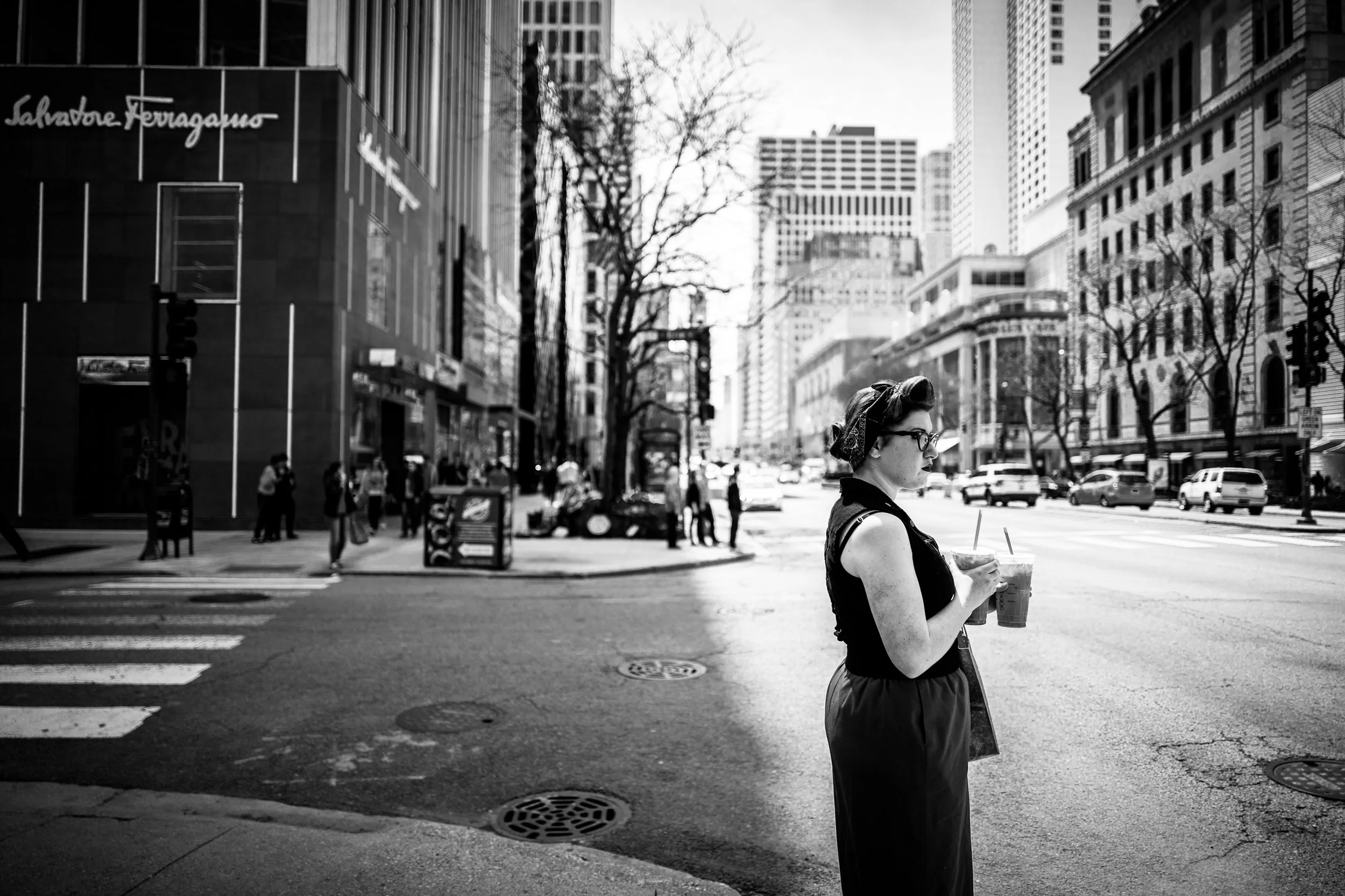 Morning coffee on Michigan Ave