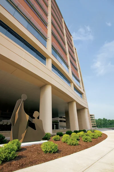 good samaritan hospital bronze sculpture entrance