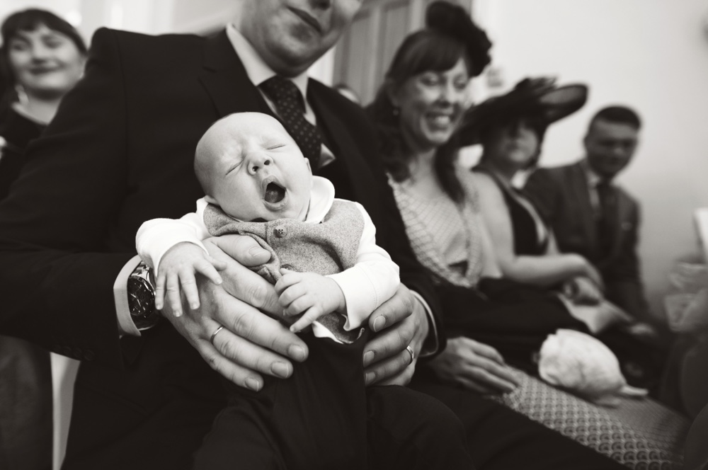 newborn baby yawning