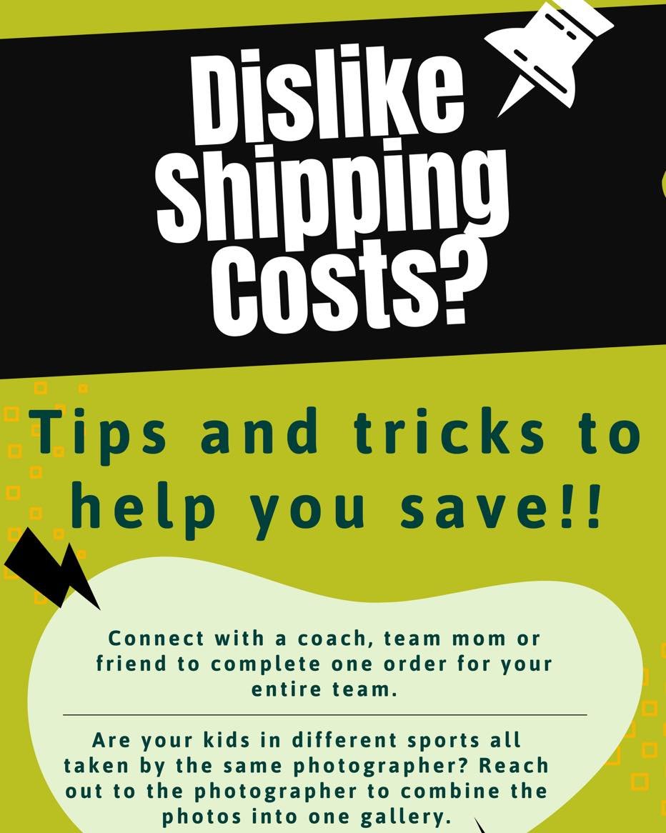 📢 ATTENTION SPORTS FAMILIES!

I hear you, shipping stinks (and I agree)! Getting sports photos of your kids is a great way to pause a moment in their lives. Having to pay shipping takes some of that sparkle away, I get it, I&rsquo;m a parent too.

P
